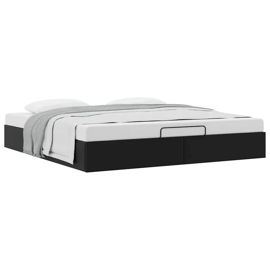 Cadre de lit ottoman sans matelas noir 200x200 cm similicuir - 5