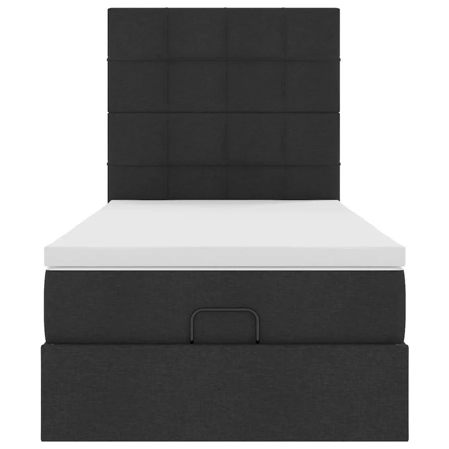 Lit ottoman avec matelas et LED noir 80x200cm tissu - 8
