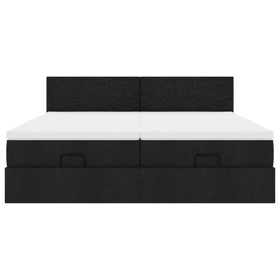 Cadre de lit ottoman avec matelas noir 160x200 cm tissu - 8