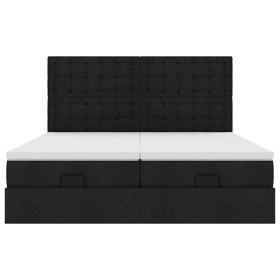 Cadre de lit ottoman avec matelas noir 160x200 cm tissu - 7