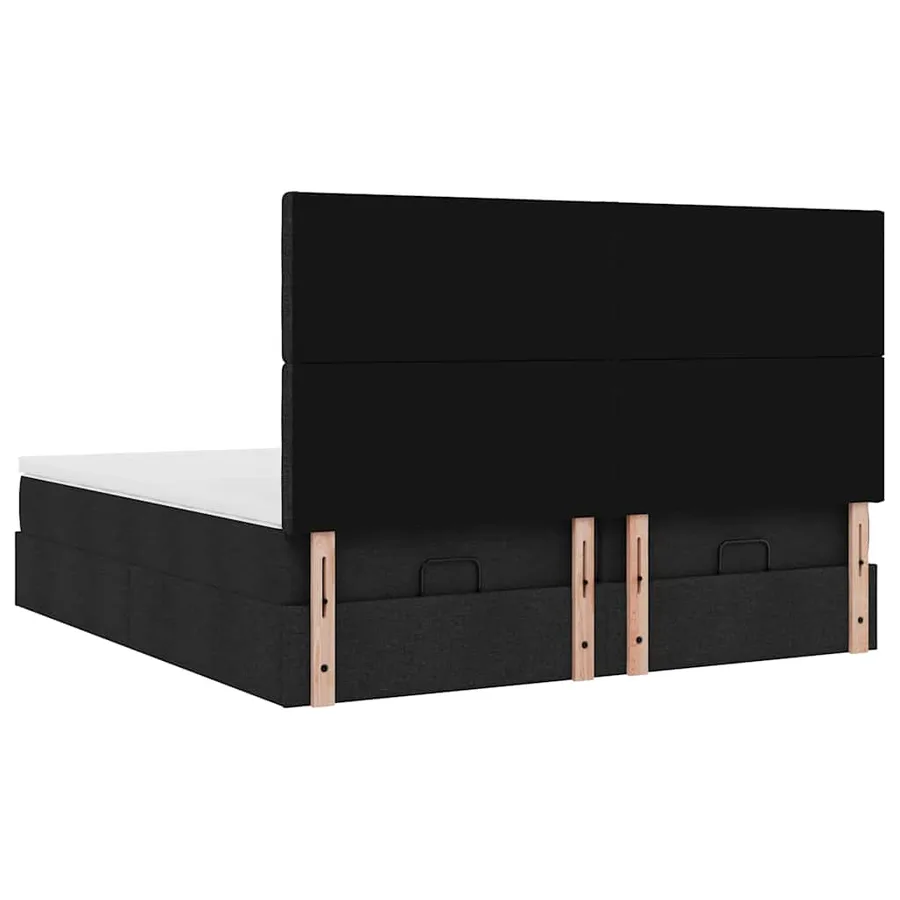 Cadre de lit ottoman avec matelas noir 160x200 cm tissu - 10