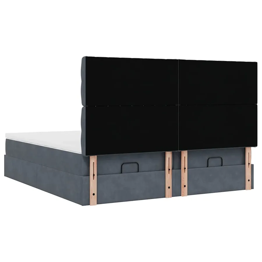 Cadre de lit ottoman avec matelas gris foncé 180x200cm velours - 10