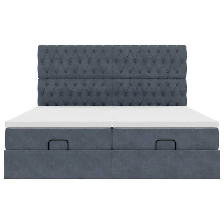 Cadre de lit ottoman avec matelas gris foncé 180x200cm velours - 8
