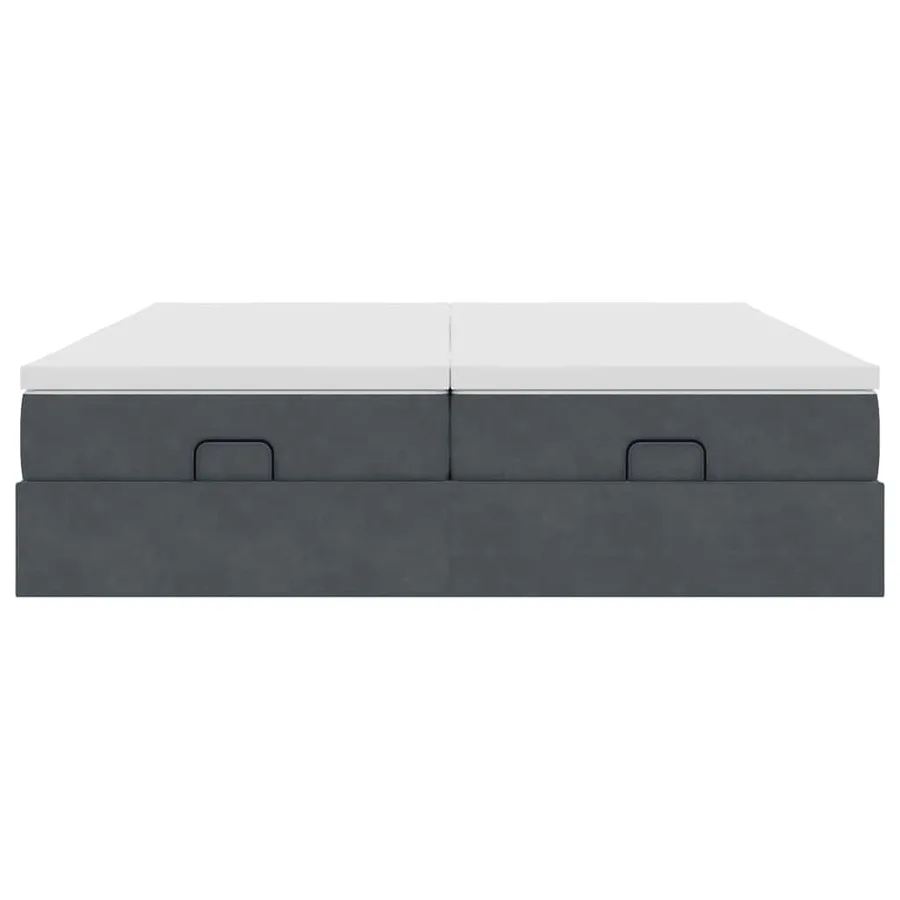 Cadre de lit ottoman avec matelas gris foncé 180x200cm velours - 6