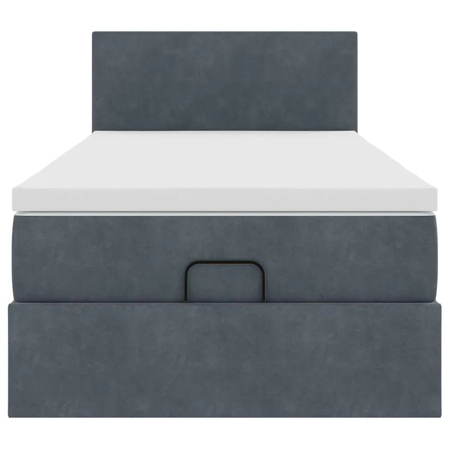 Cadre de lit ottoman et matelas gris foncé 90x200 cm velours - 7
