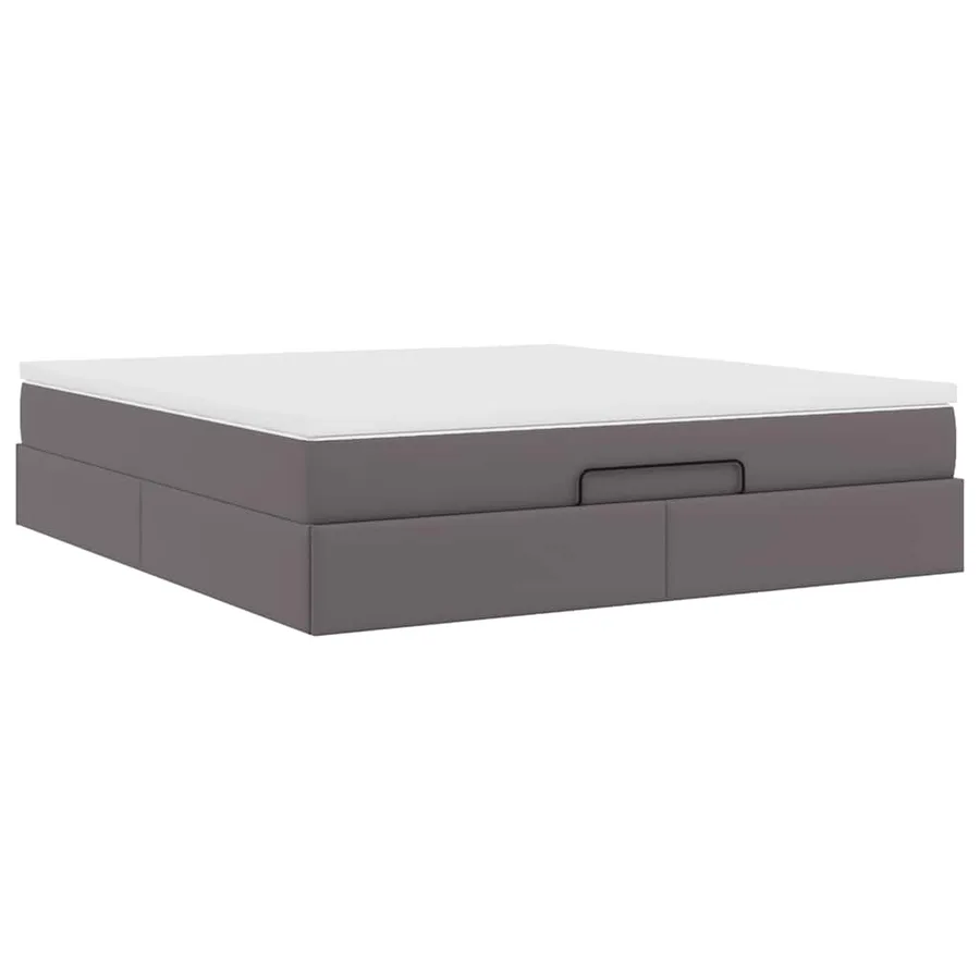 Cadre de lit ottoman avec matelas gris 180x200 cm similicuir - 10