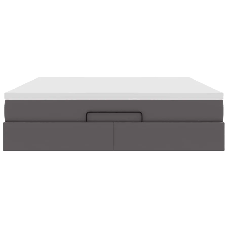 Cadre de lit ottoman avec matelas gris 180x200 cm similicuir - 7