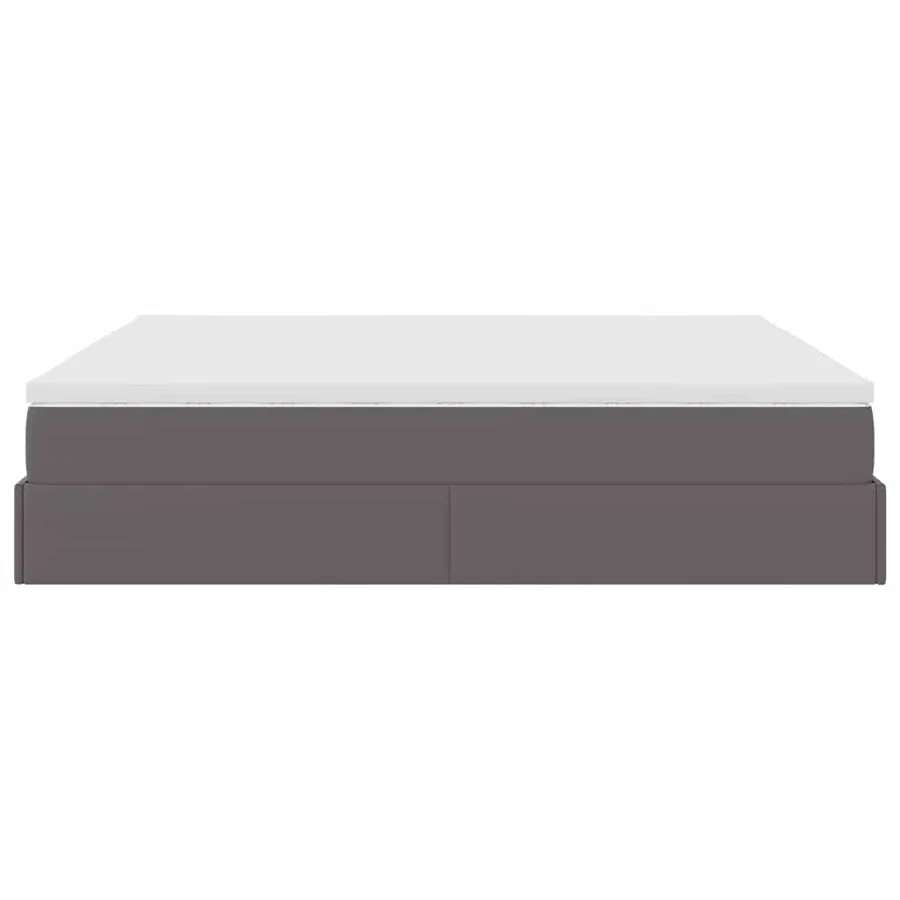 Cadre de lit ottoman avec matelas gris 180x200 cm similicuir - 9