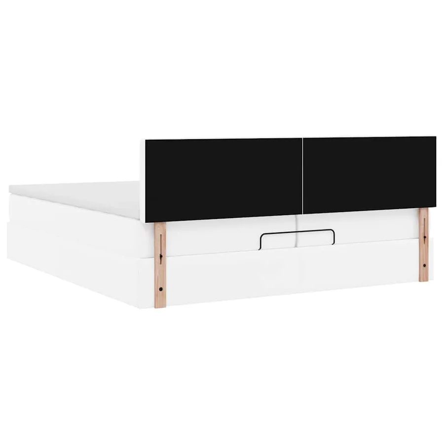 Cadre de lit ottoman et matelas blanc pur 200x200cm similicuir - 10