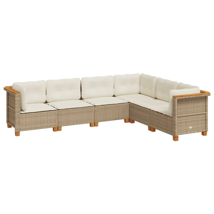 Salon de jardin avec coussins 6 pcs beige résine tressée - 2