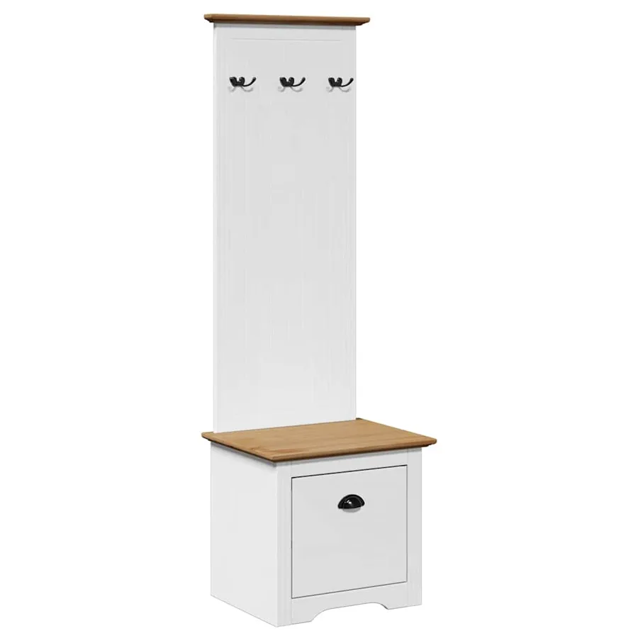 Armoire de couloir avec crochets BODO blanc marron 50x40x157 cm - 2