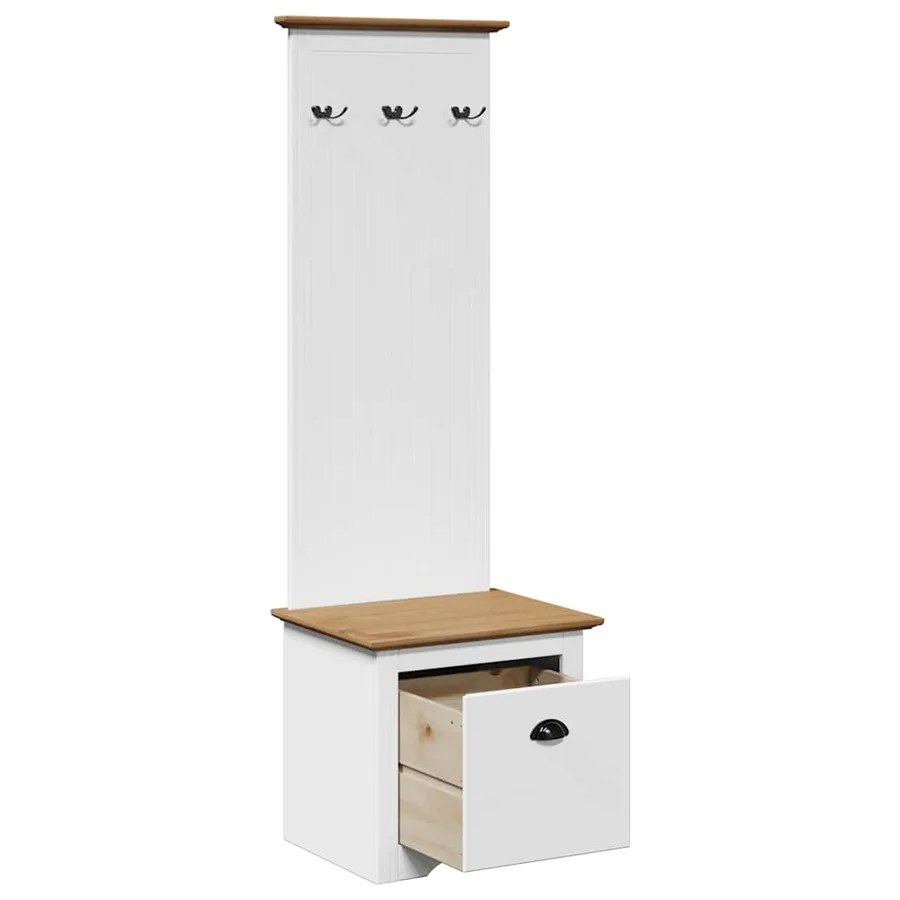 Armoire de couloir avec crochets BODO blanc marron 50x40x157 cm - 5