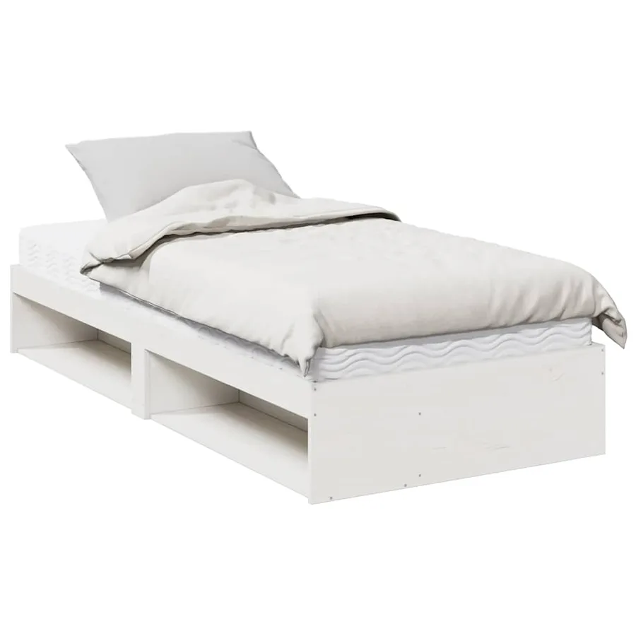 Lit de jour avec matelas blanc 90x190 cm bois de pin massif - 2