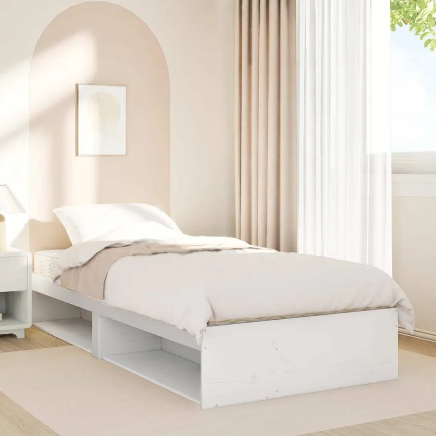 Lit de jour avec matelas blanc 90x190 cm bois de pin massif - 3
