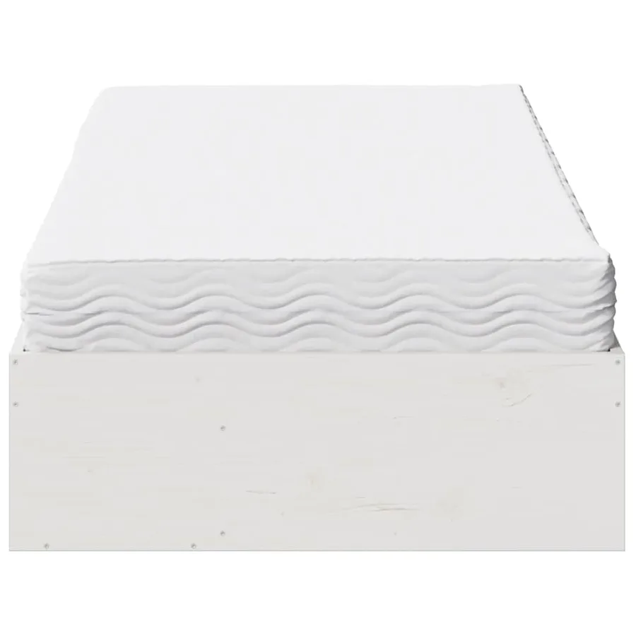 Lit de jour avec matelas blanc 90x190 cm bois de pin massif - 6