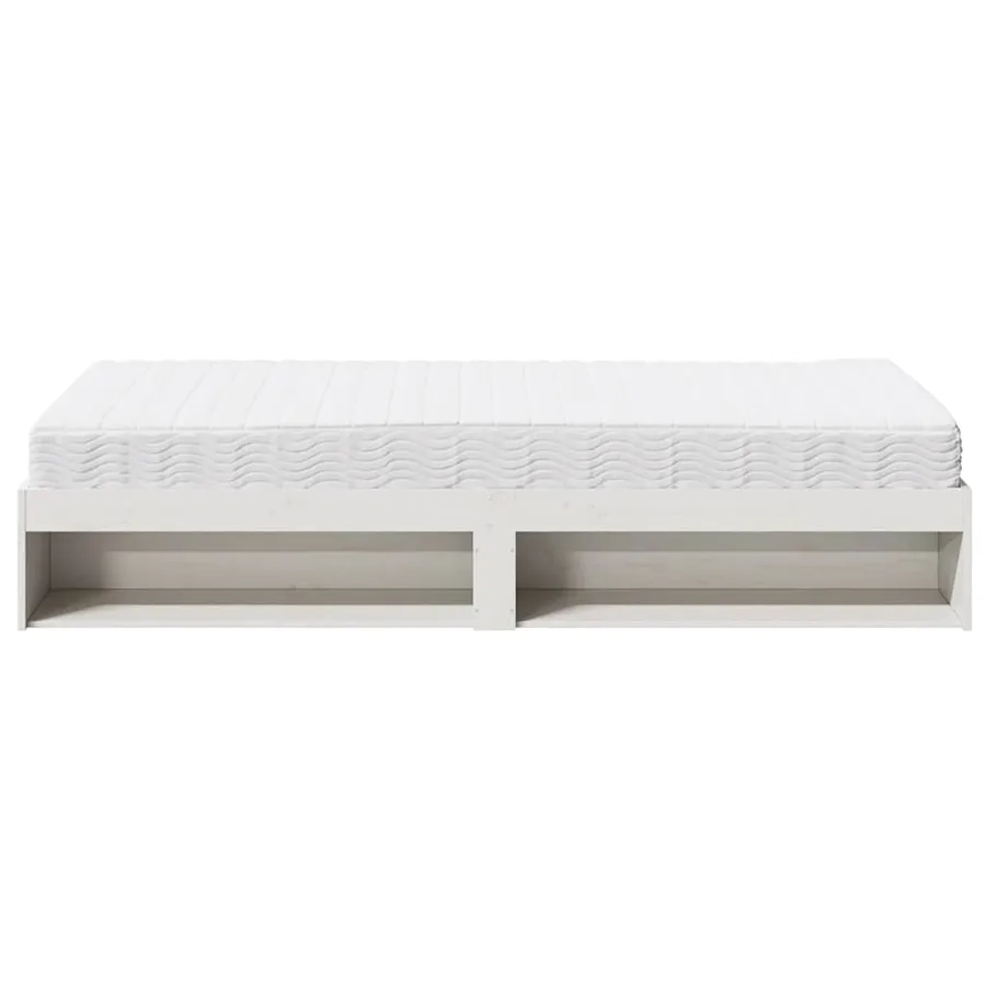 Lit de jour avec matelas blanc 90x190 cm bois de pin massif - 7