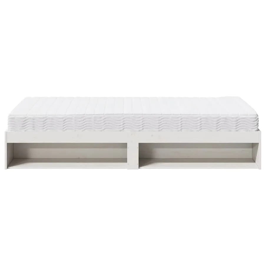 Lit de jour avec matelas blanc 80x200 cm bois de pin massif - 7