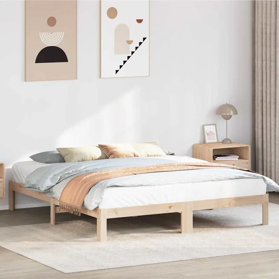 Cadre de lit sans matelas 180x200 cm bois massif de pin - 4