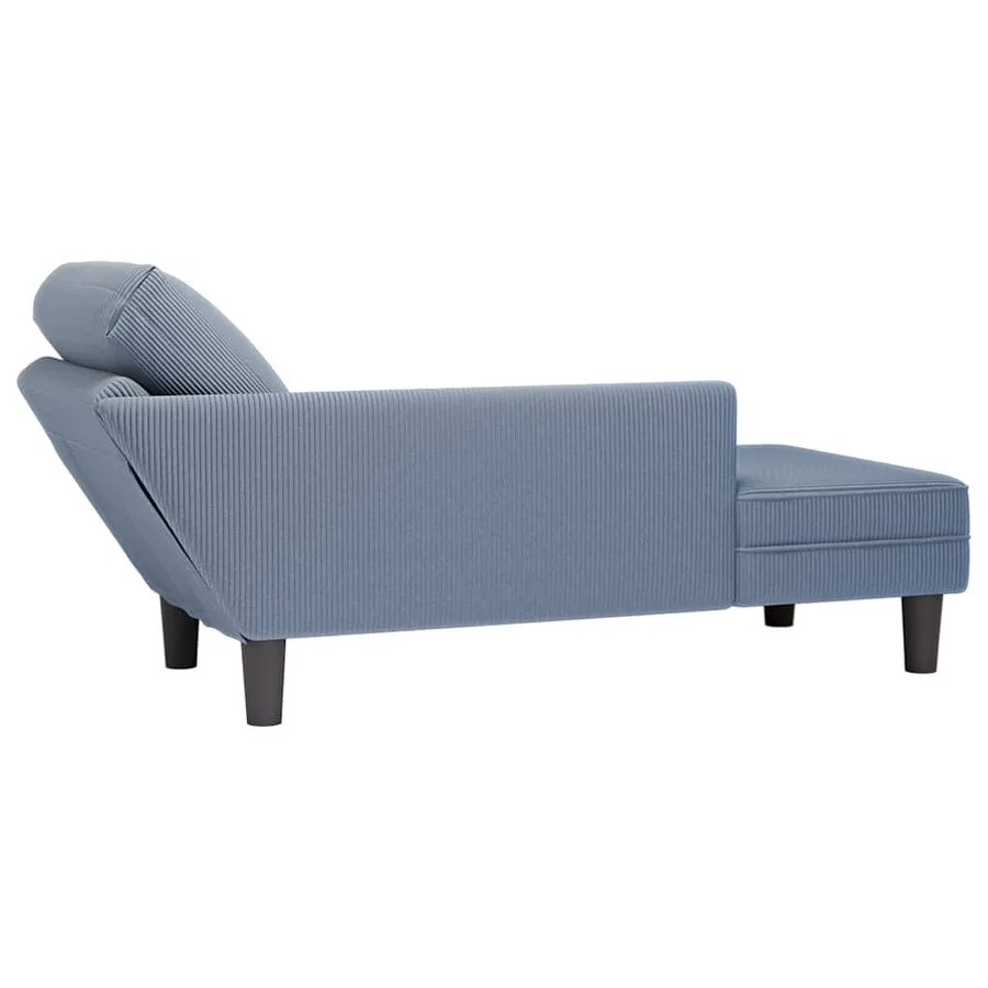 Chaise longue avec coussin bleu tissu en velours côtelé - 6