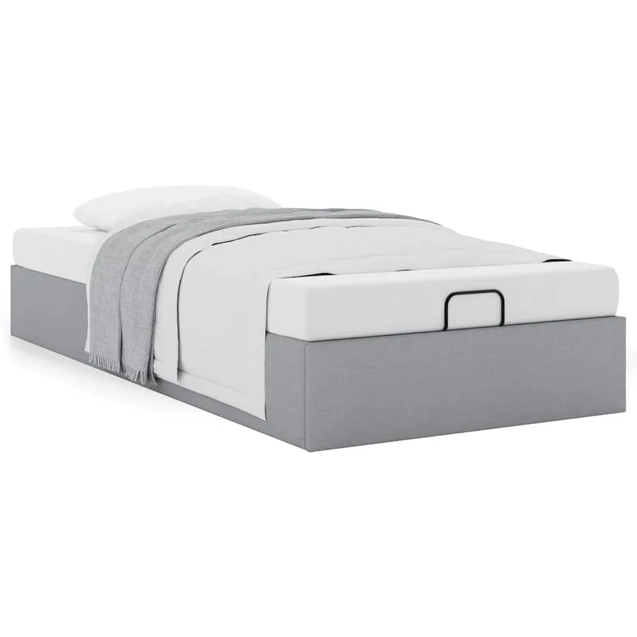 Cadre de lit ottoman sans matelas gris clair 80x200 cm tissu - 4
