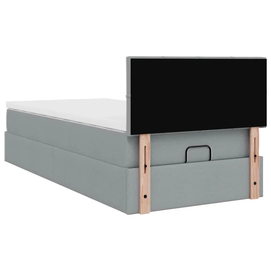 Cadre de lit ottoman avec matelas gris clair 80x200 cm tissu - 11