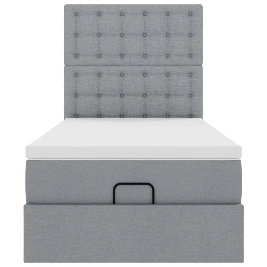 Cadre de lit ottoman avec matelas gris clair 80x200 cm tissu - 7