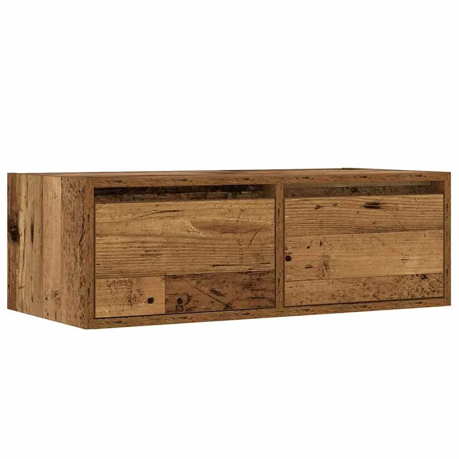 Meuble TV avec lumières LED vieux bois 75x35,5x25 cm - 6