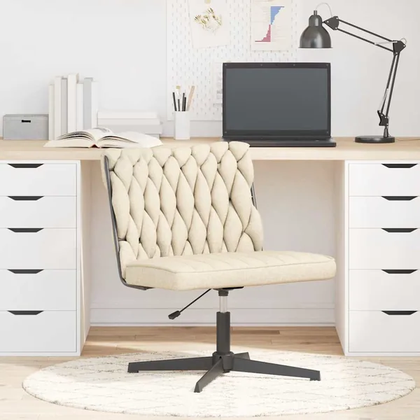 Chaise pivotante de bureau Crème Tissu