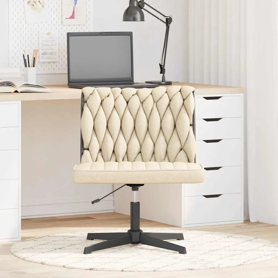 Chaise pivotante de bureau Crème Tissu - 3