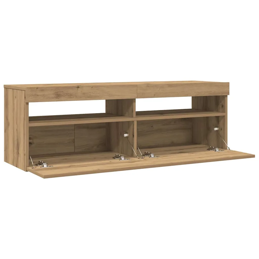 Meuble TV avec lumières LED chêne artisanal bois d'ingénierie - 14
