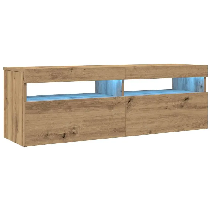 Meuble TV avec lumières LED chêne artisanal bois d'ingénierie - 4