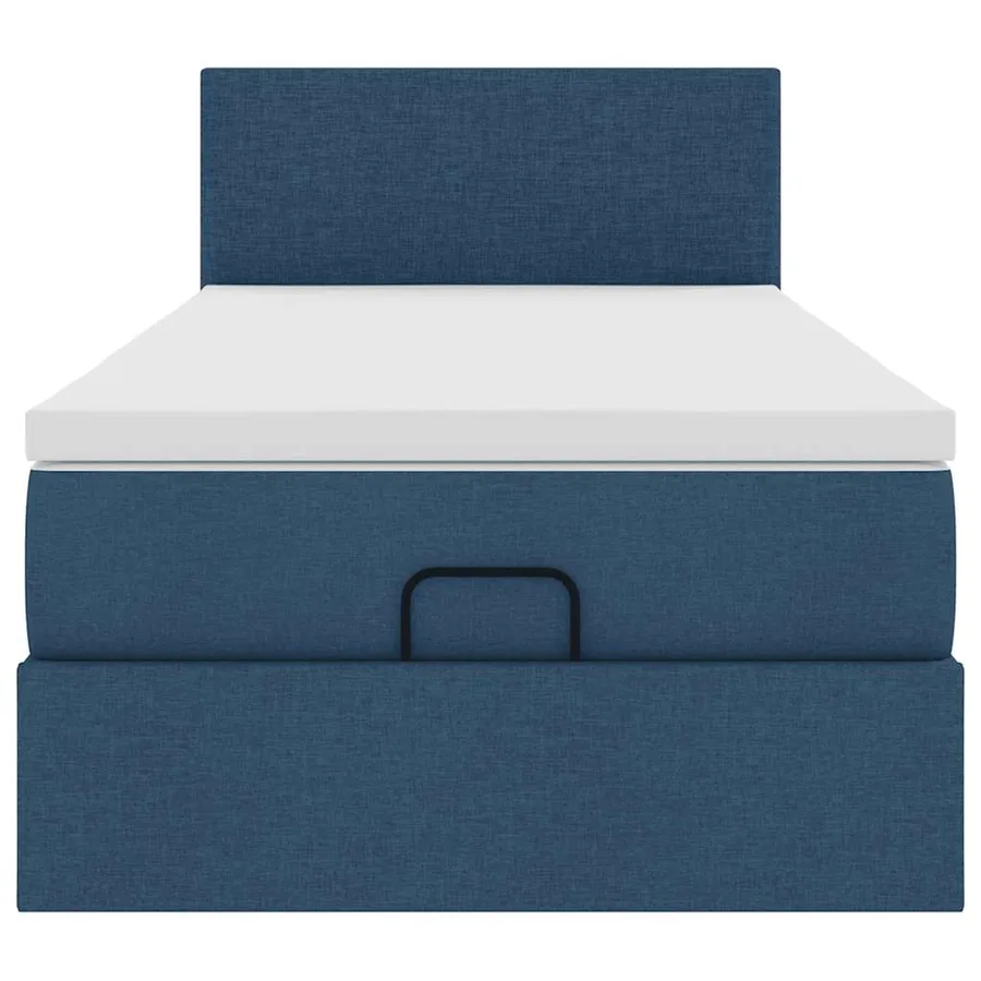 Cadre de lit ottoman avec matelas bleu 90x190 cm tissu - 7