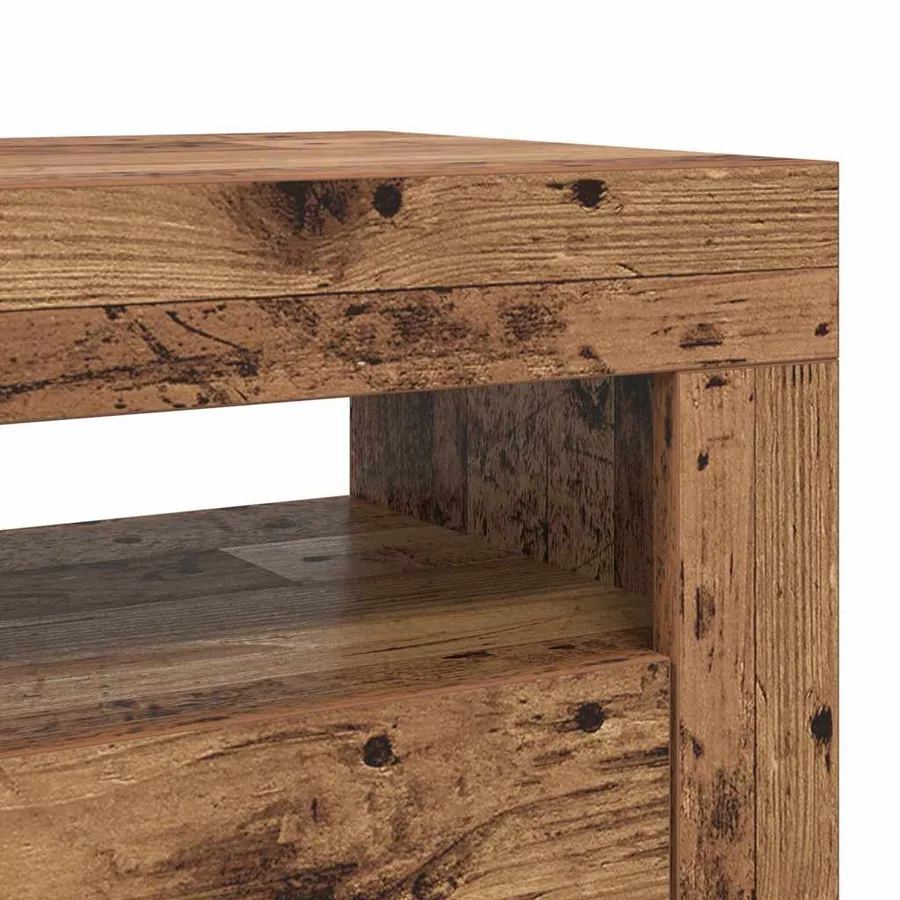 Meuble TV avec lumières LED vieux bois bois d'ingénierie - 11