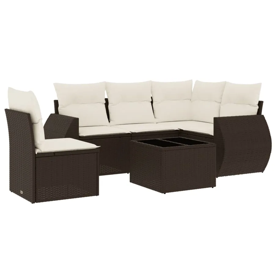Salon de jardin avec coussins 6 pcs marron résine tressée - 2