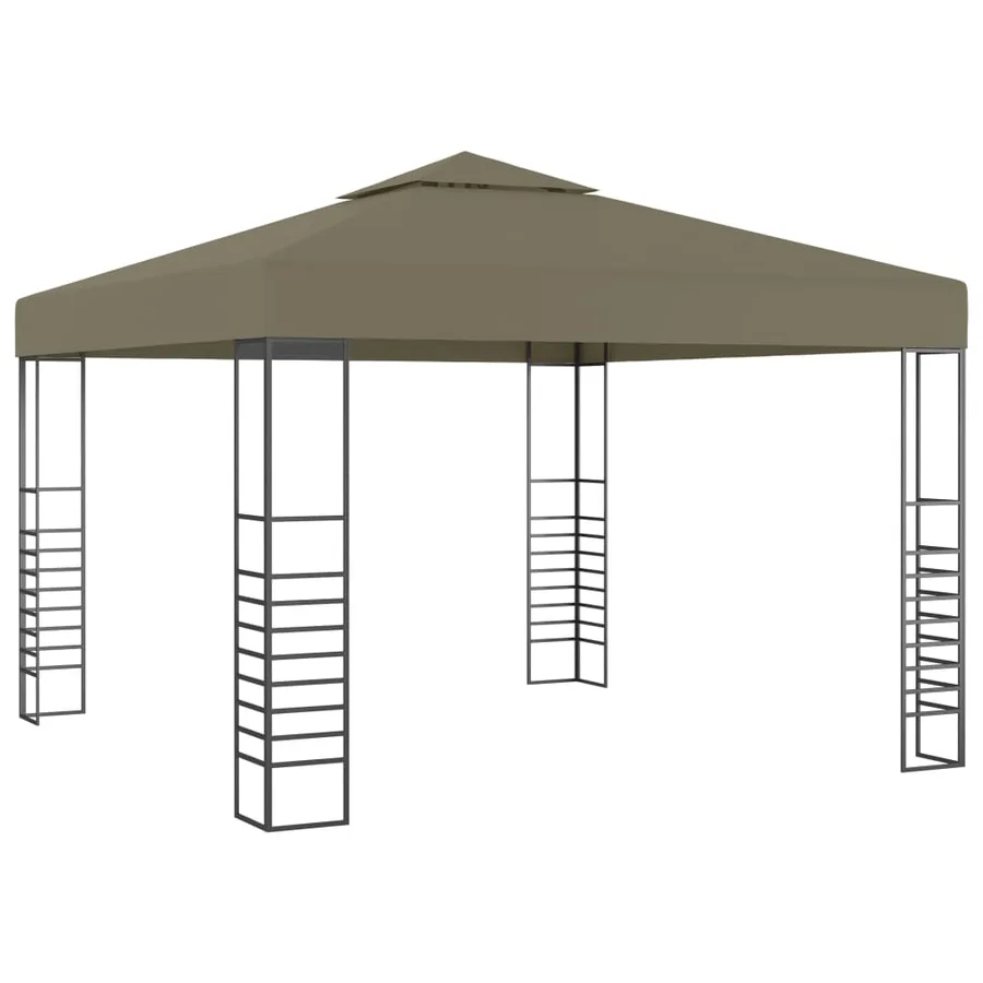 Chapiteau avec guirlande lumineuse à LED 3x3 m Taupe - 3