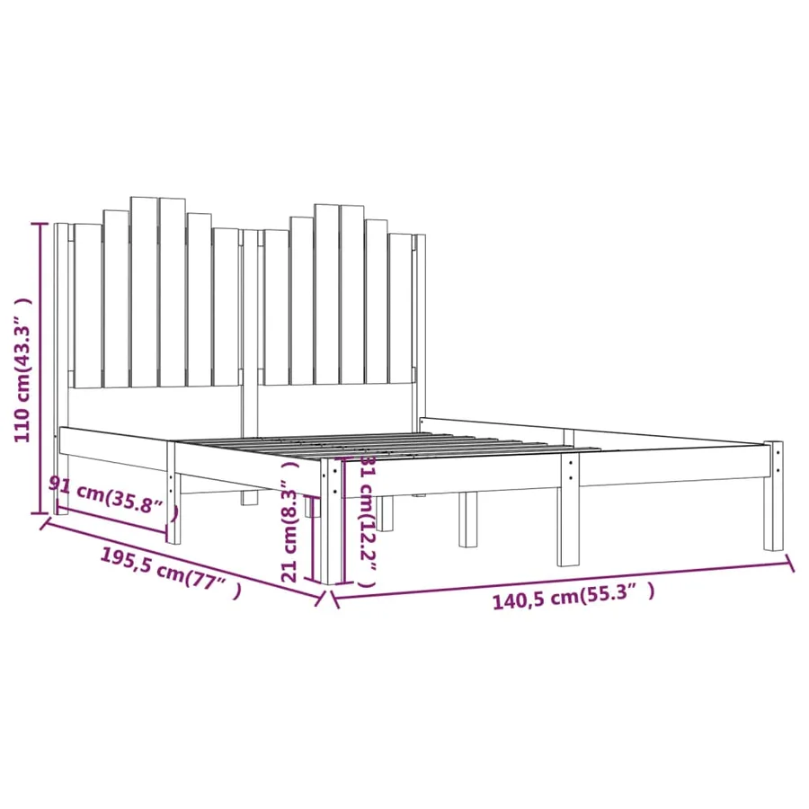 Cadre de lit sans matelas bois massif - 6