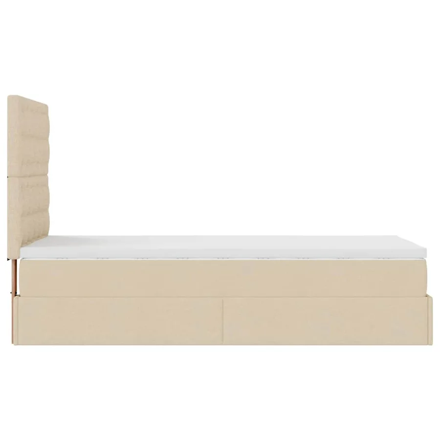 Cadre de lit ottoman avec matelas crème 90x190 cm tissu - 10