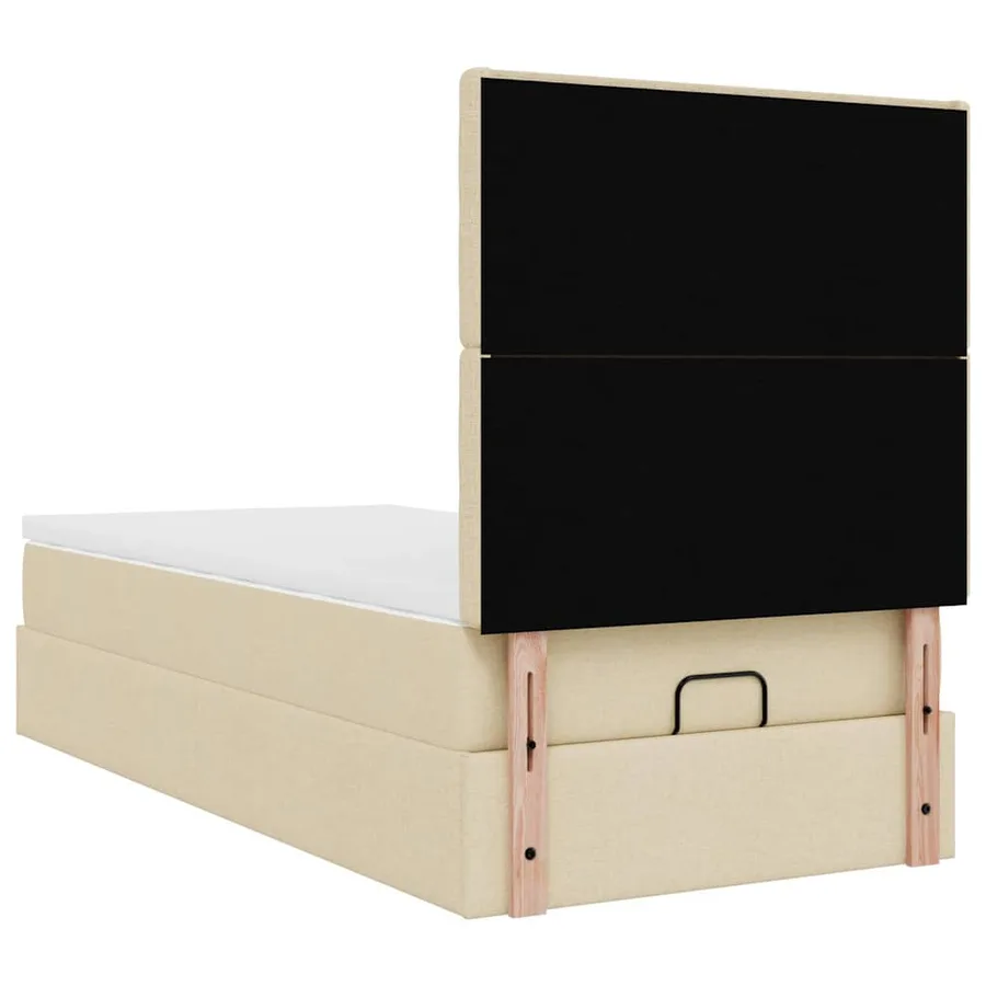 Cadre de lit ottoman avec matelas crème 90x190 cm tissu - 11