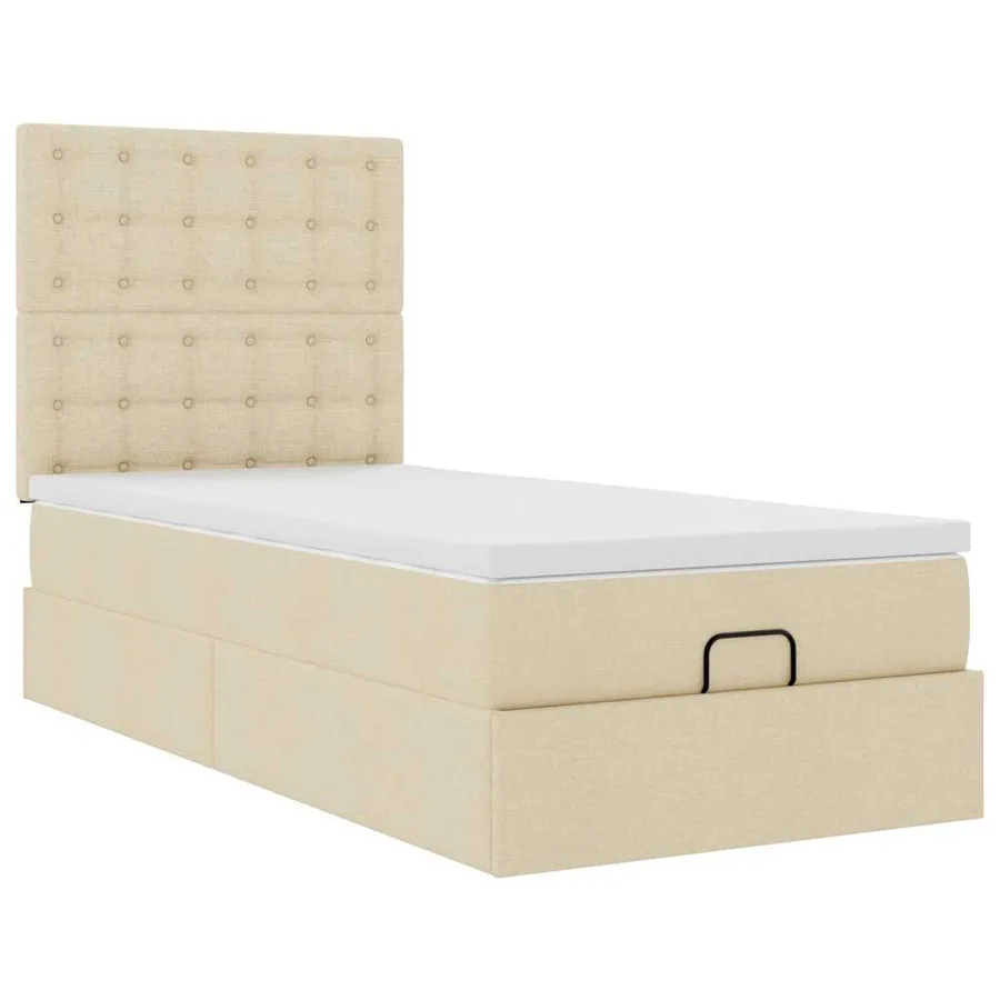 Cadre de lit ottoman avec matelas crème 90x190 cm tissu - 6