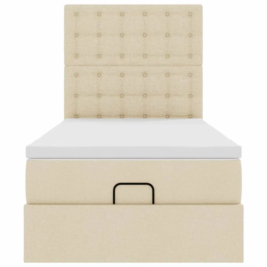Cadre de lit ottoman avec matelas crème 90x190 cm tissu - 7