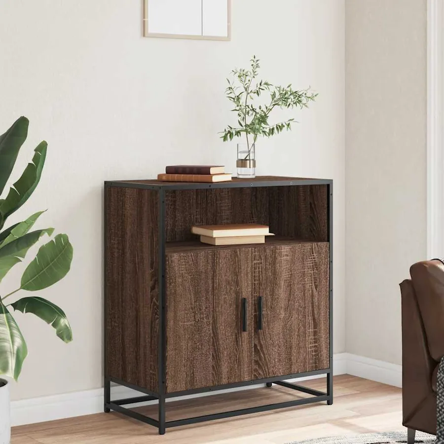 Buffet chêne marron 68x35x76 cm bois d'ingénierie - 3