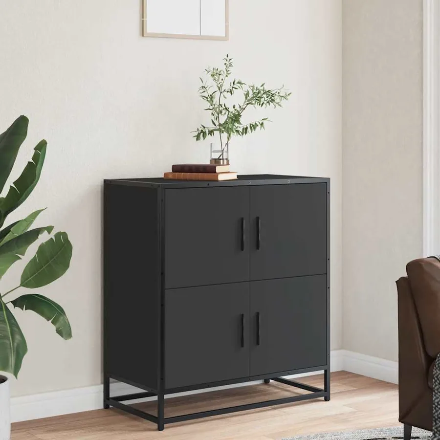 Buffet noir 68x35x76 cm bois d'ingénierie - 3