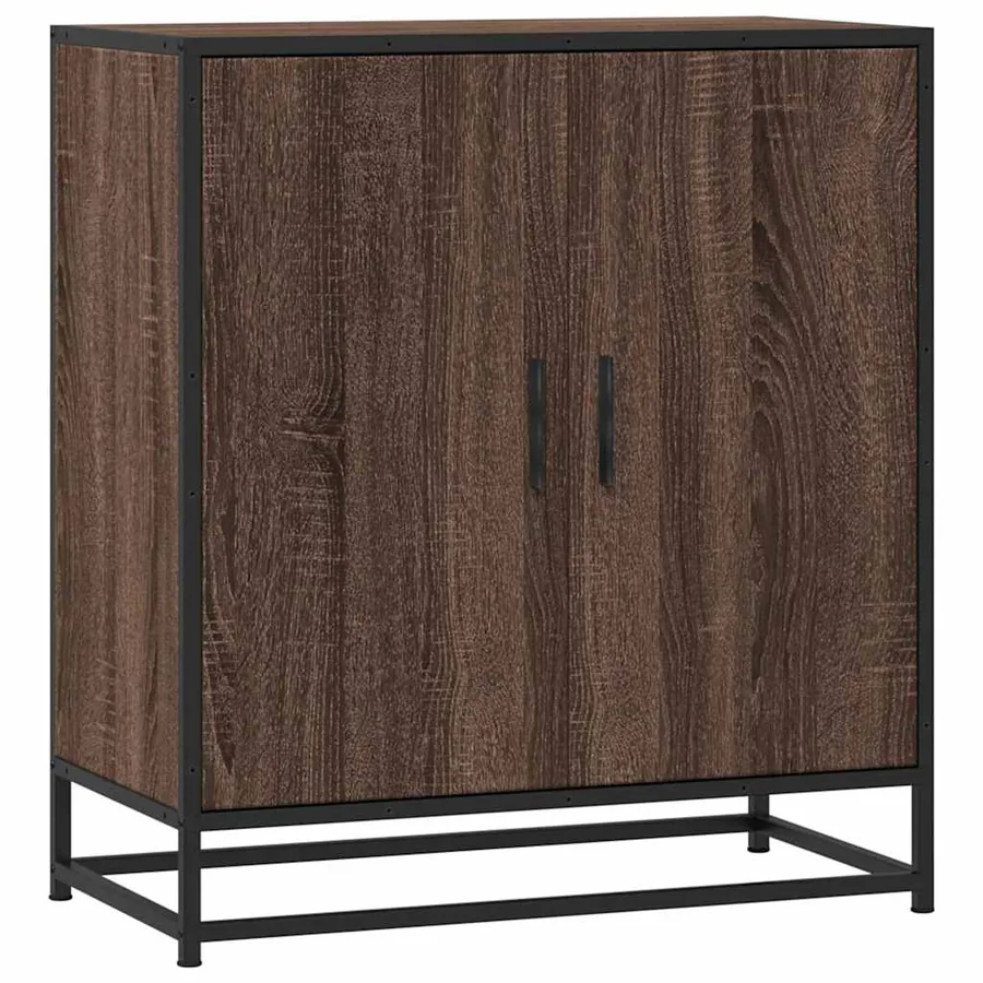 Buffet chêne marron 68x35x76 cm bois d'ingénierie et métal - 2