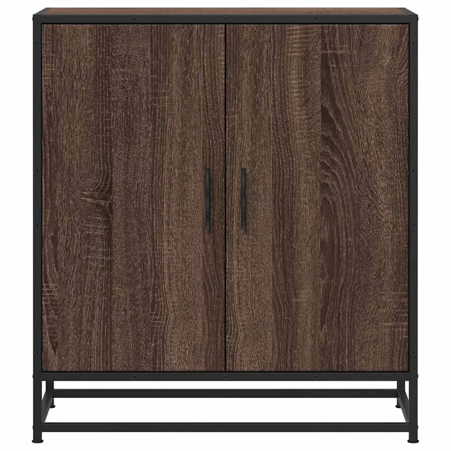 Buffet chêne marron 68x35x76 cm bois d'ingénierie et métal - 4