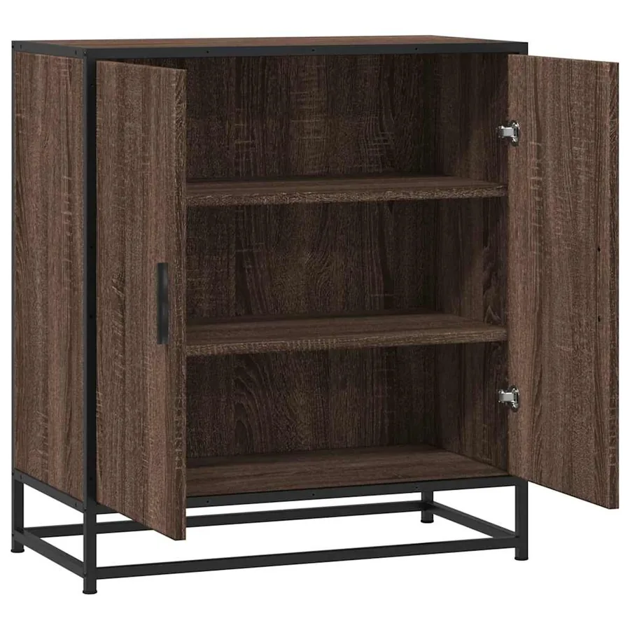Buffet chêne marron 68x35x76 cm bois d'ingénierie et métal - 5