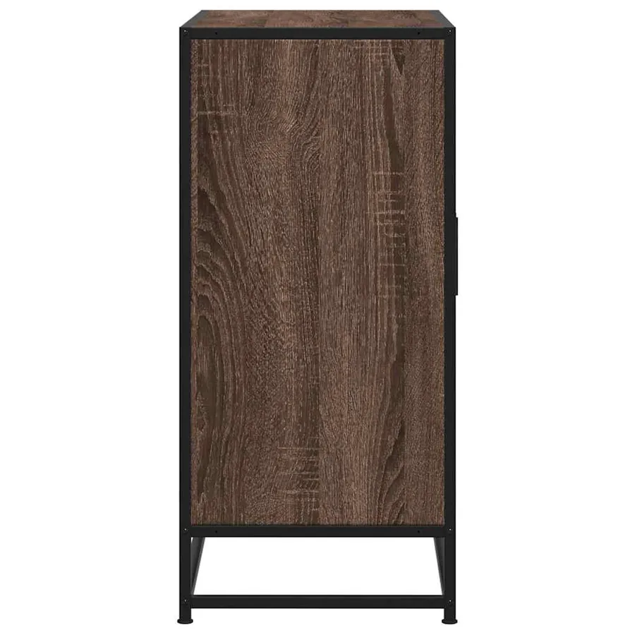 Buffet chêne marron 68x35x76 cm bois d'ingénierie et métal - 6