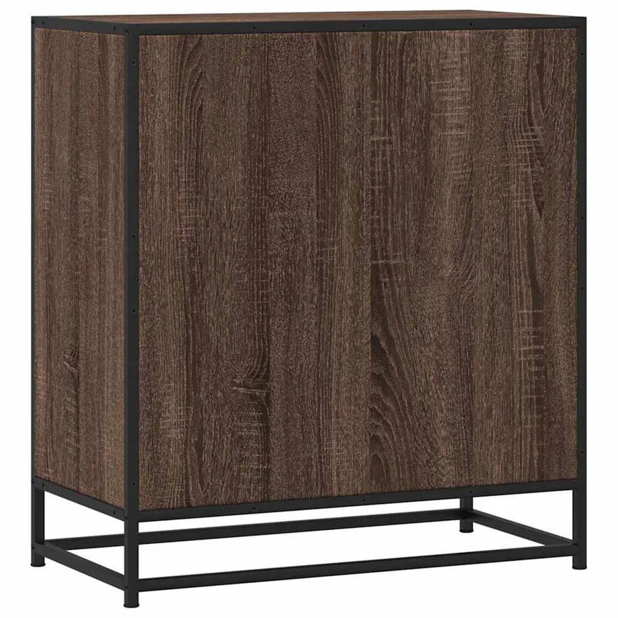 Buffet chêne marron 68x35x76 cm bois d'ingénierie et métal - 7