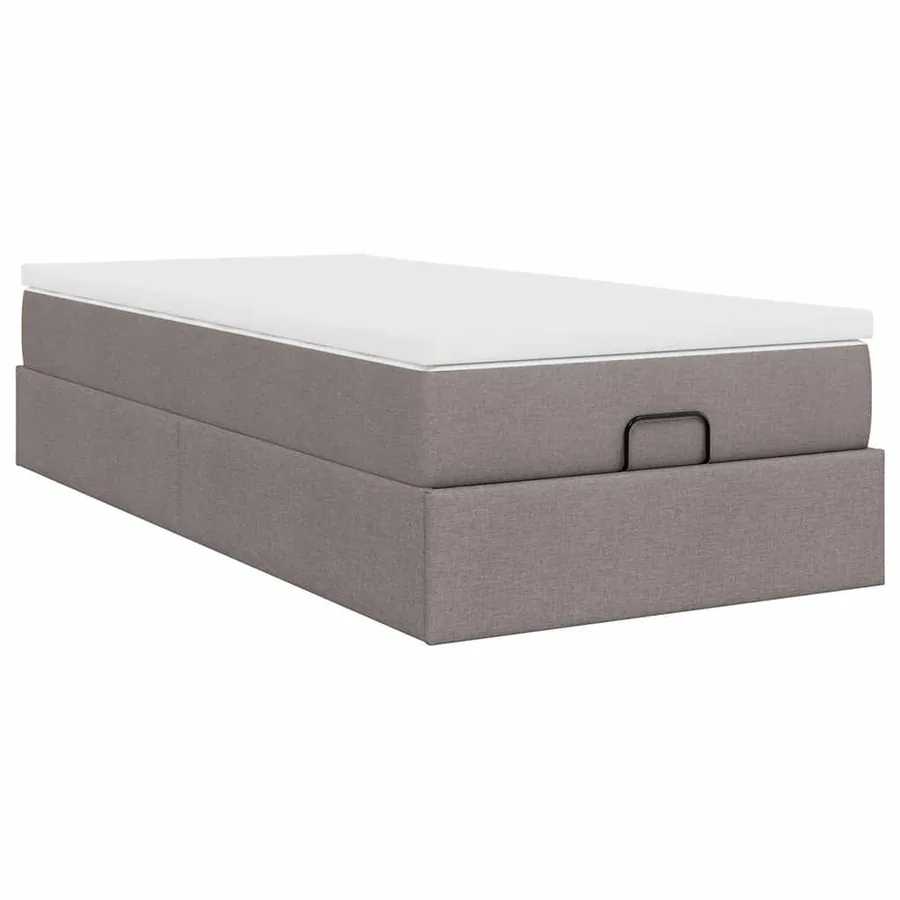 Cadre de lit ottoman avec matelas taupe 90x190 cm tissu - 10