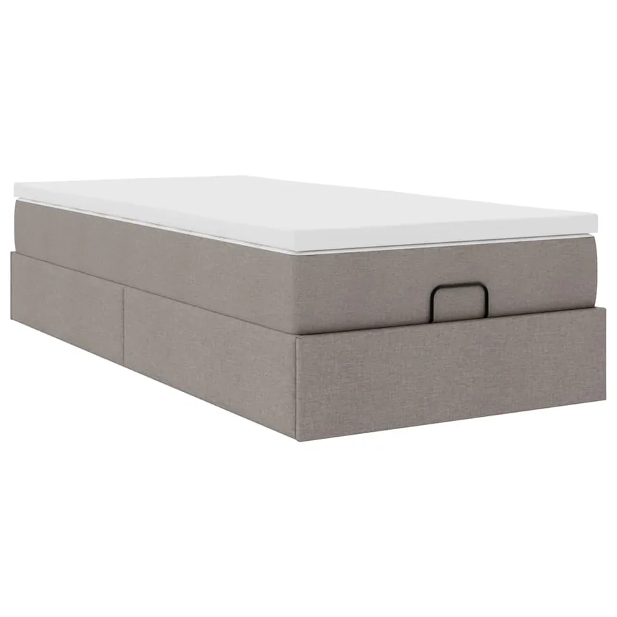 Cadre de lit ottoman avec matelas taupe 90x190 cm tissu - 6