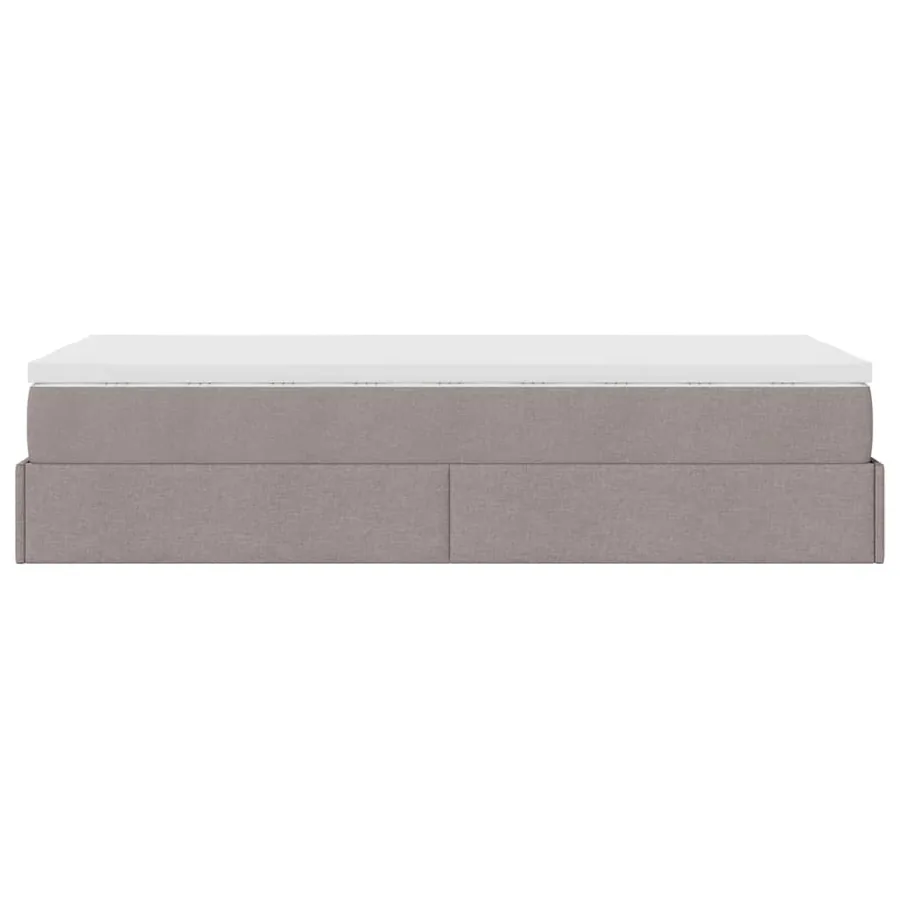 Cadre de lit ottoman avec matelas taupe 90x190 cm tissu - 9